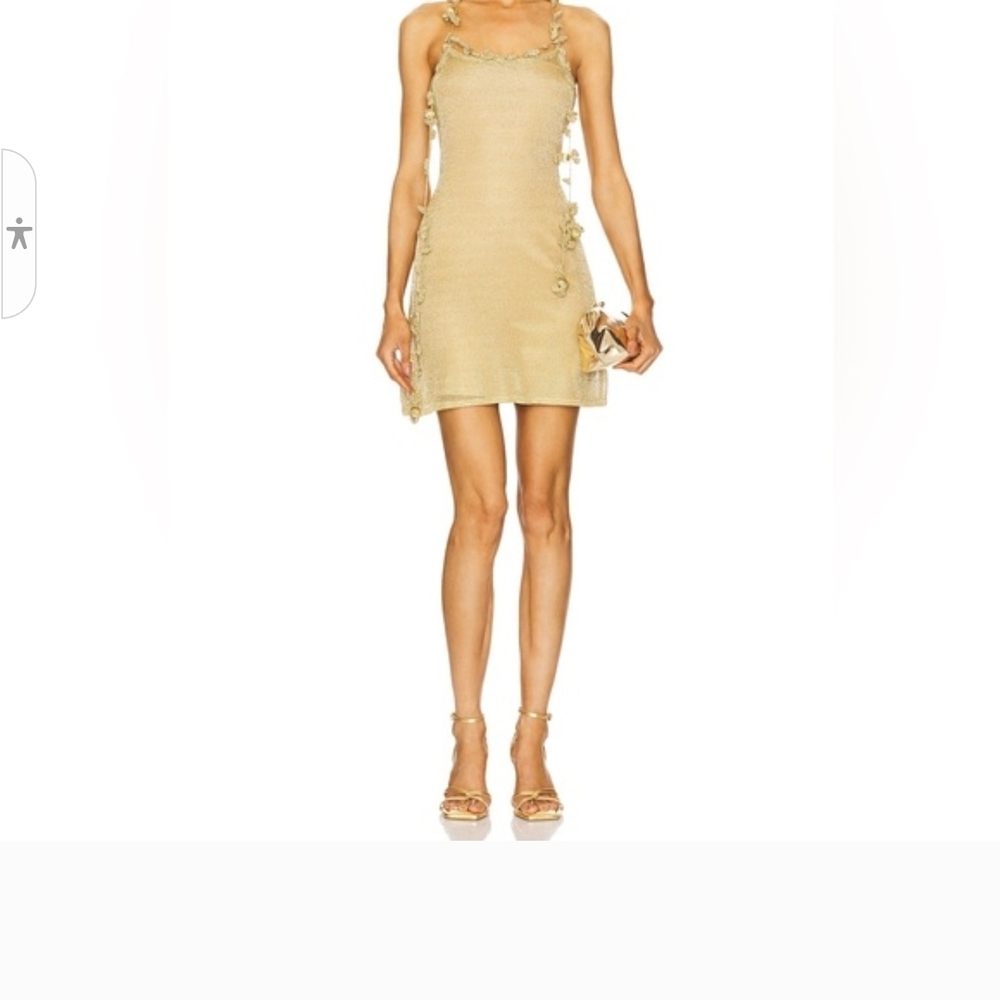 Cult Gaia Alonza Metallic Floral Appliqué  Minidress Size XS And S New - Picture 2 of 7